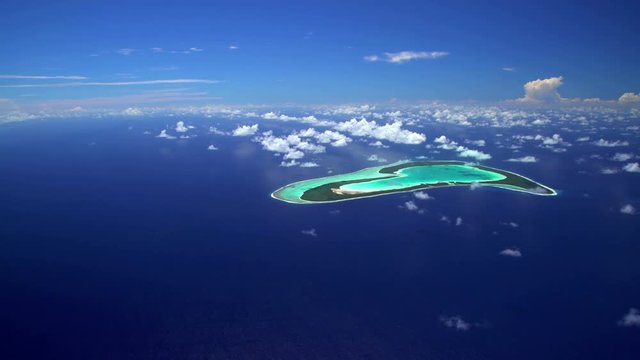 Aerial view of Tupai Heart Island French Polynesia South Pacific Ocean 