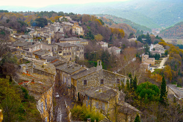 Menerbes, Provence / France - December 2010: General view of the town in autumn.