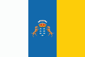 Canary island flag. Coat of arms. Spanish archipelago.