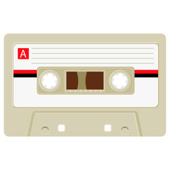 Cassette with retro label as vintage object revival mix tape design