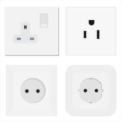 Socket  vector electrical outlet for electric plugs and electricity illustration set