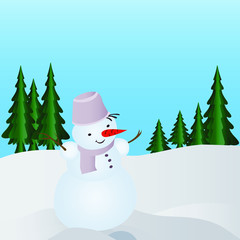 Snowman in the winter forest
