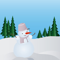 Snowman in the winter forest
