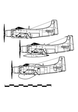 Douglas АD-1 SKYRAIDER. Outline drawing