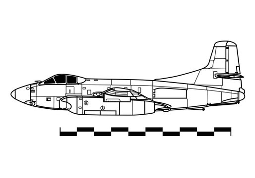 Douglas F3D SKYKNIGHT. Outline drawing