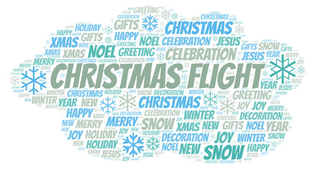 Fototapeta premium Christmas Flight word cloud.