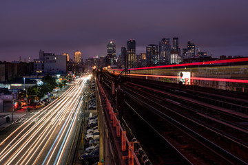 Fototapeta na wymiar New York Skyline seen from a subway station