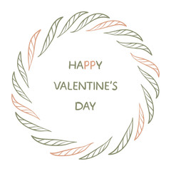 Fototapeta na wymiar Floral wreath. Valentine`s Day Callygraphic Wreath - hand drawn Vector illustration.