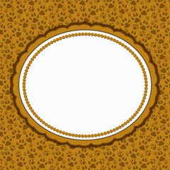 Brown cat pattern oval border with copy space