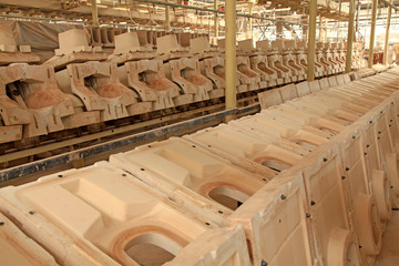 Ceramic mould in a factory
