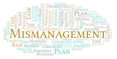 Obraz premium Mismanagement word cloud, made with text only.