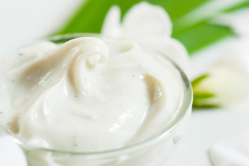 Cosmetic cream white flower