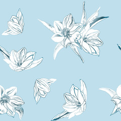 Seamless pattern with tulips. Vector illustration