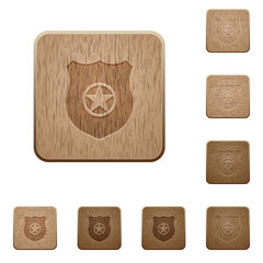 Police badge wooden buttons