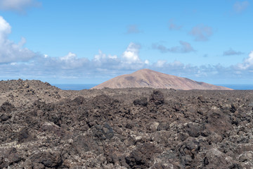 Landscape of volcanic rock, Lanzarote Island, Canary Islands, Spain