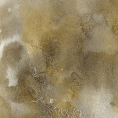 Yellow watercolor and ink paper textures on white background. Chaotic stylish abstract organic design.