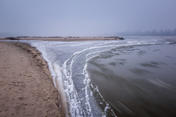 Vistula river on a frosty morning