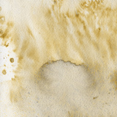 Yellow watercolor and ink paper textures on white background. Chaotic stylish abstract organic design.