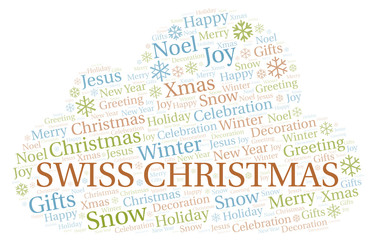 Obraz premium Swiss Christmas word cloud.