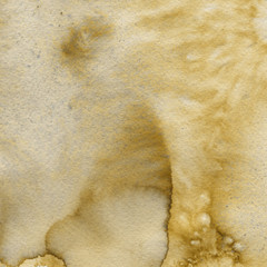 Yellow watercolor and ink paper textures on white background. Chaotic stylish abstract organic design.