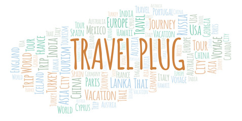 Fototapeta premium Travel Plug word cloud.