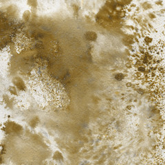 Yellow watercolor and ink paper textures on white background. Chaotic stylish abstract organic design.