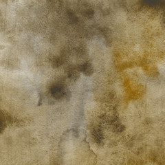 Yellow watercolor texture with abstract washes and brush strokes on the white paper background.