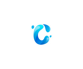 letter C logo template with water splash