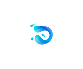 letter D logo template with water splash