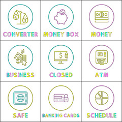 Money Box and Converter Color Vector Illustration