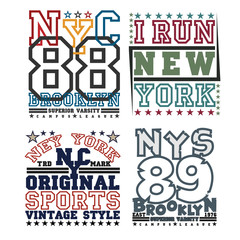 set  t-shirt,  New York typography, design graphic