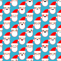 Seamless background with Emotions of Santa Claus. Cute cartoon. Vector illustration. Can be used for wallpaper, textile, invitation card, wrapping, web page background.