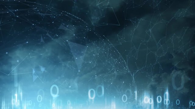 Artificial intellgence rotating computer globe with binary numbers background. Selective focus used.