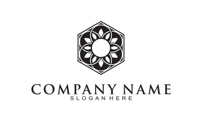 Flower and polygon logo design