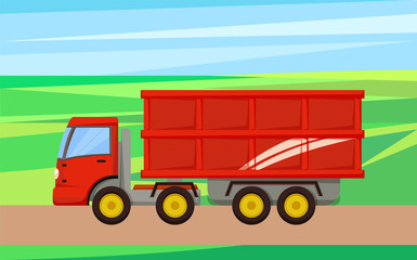 Fototapeta premium Grain Truck Transporting Crop Vector Illustration