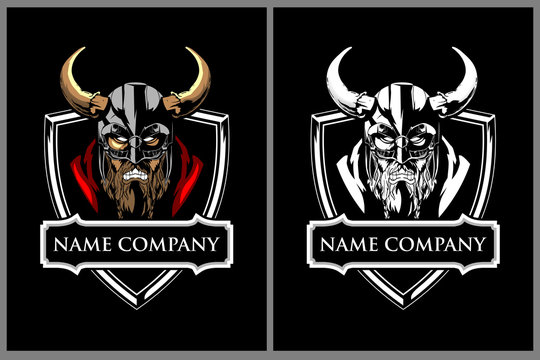angry viking warrior character vector badge or crest logo template