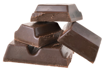 Cubes of chocolate isolated