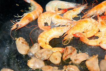 Chinese food, fried heart-shaped and prawn