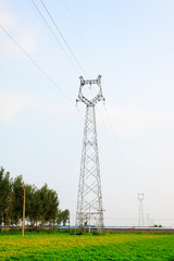 electric tower in the fields