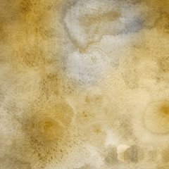 Yellow watercolor and ink paper textures on white background. Chaotic stylish abstract organic design.