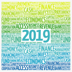 2019 Goals word cloud collage, business concept background