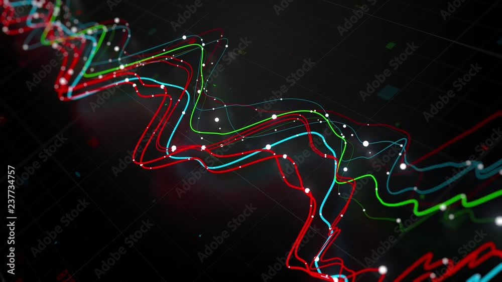 Poster 3d render abstract graph with grid and particles. perfect for finance, statistic presentations. seve