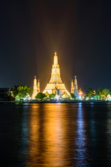 Wat Arun Ratchawararam Ratchawaramahawihan with lighting public landmark in Bangkok