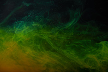 abstract texture with green and orange swirls of paint