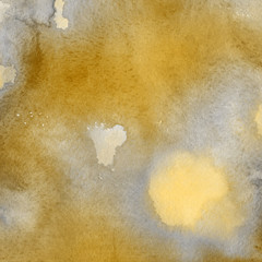 Obraz premium Yellow watercolor and ink paper textures on white background. Chaotic stylish abstract organic design.