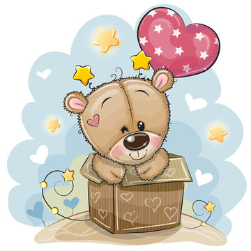 Birthday card with Teddy bear and balloon