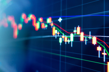 Stock market graph on LED screen monitor