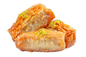 Turkish Ramadan Dessert Baklava isolated on white