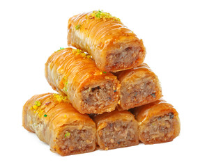 Turkish Ramadan Dessert Baklava isolated on white