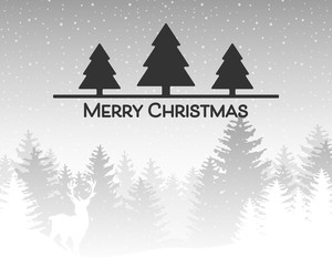 Fototapeta premium Christmas Greetings - Christmas Landscape with Reindeer